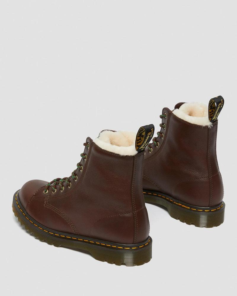 Brown Men's Dr Martens Barton Made in England Shearling Lined Leather Ankle Boots | CA 434XYU